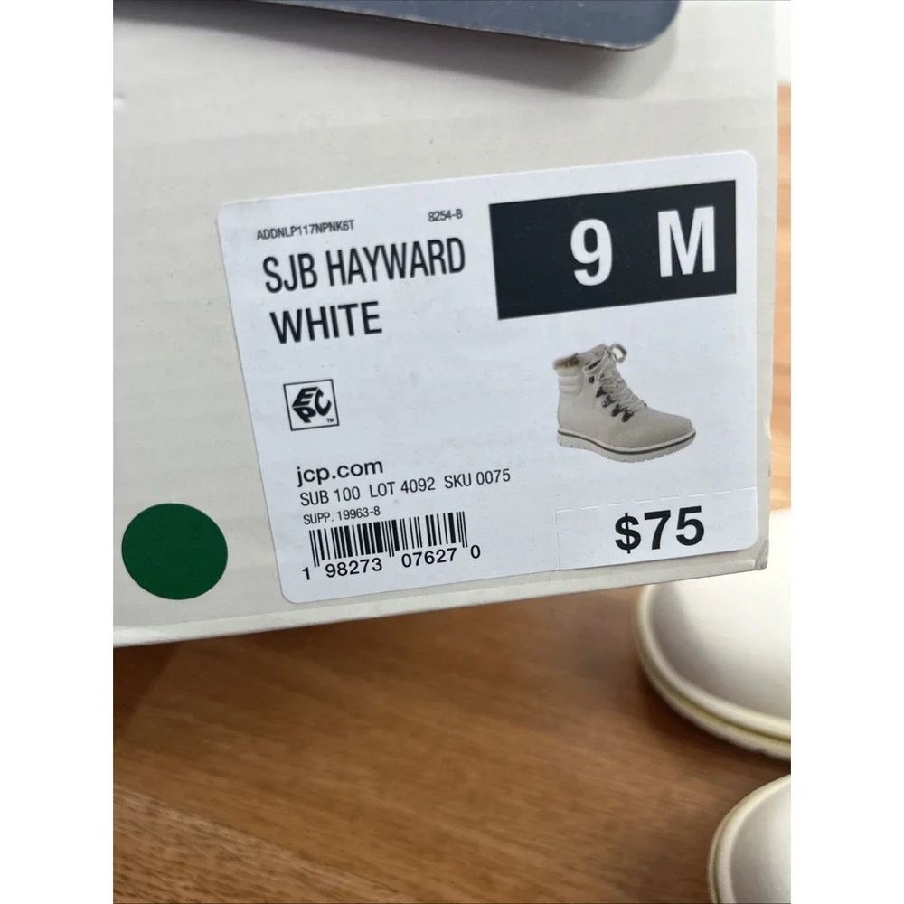 St. John's Bay SJB Hayward White Boots Women's Size 9 NEW‎